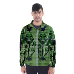 Funny Mushroom Skulls With Crow And Butterflies Windbreaker (men) by FantasyWorld7