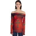 Wonderful Celtic Cross On Vintage Background Off Shoulder Long Sleeve Top View1