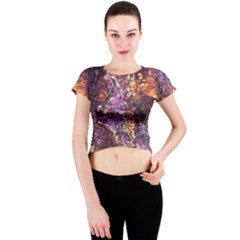 Colorful Rusty Abstract Print Crew Neck Crop Top by dflcprintsclothing