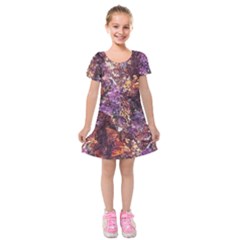 Colorful Rusty Abstract Print Kids  Short Sleeve Velvet Dress by dflcprintsclothing