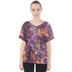 Colorful Rusty Abstract Print V-neck Dolman Drape Top by dflcprintsclothing