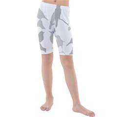 Bird Watching - Greyscale Kids  Mid Length Swim Shorts by WensdaiAmbrose