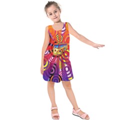 Boho Hippie Bus Kids  Sleeveless Dress by lucia