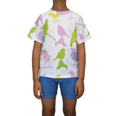 Bird Watching - Colorful Pastel Kids  Short Sleeve Swimwear by WensdaiAmbrose