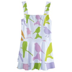 Bird Watching - Colorful Pastel Kids  Layered Skirt Swimsuit by WensdaiAmbrose