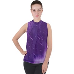 Meteors Mock Neck Chiffon Sleeveless Top by bunart