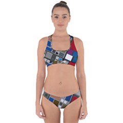 Abstract Composition Cross Back Hipster Bikini Set by Sudhe