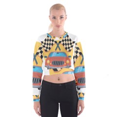 Automobile Car Checkered Drive Cropped Sweatshirt by Sudhe