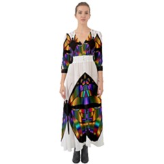 Abstract Animal Art Butterfly Button Up Boho Maxi Dress by Sudhe