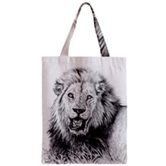 Lion Wildlife Art And Illustration Pencil Zipper Classic Tote Bag by Sudhe