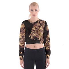 Angry Male Lion Gold Cropped Sweatshirt by Sudhe