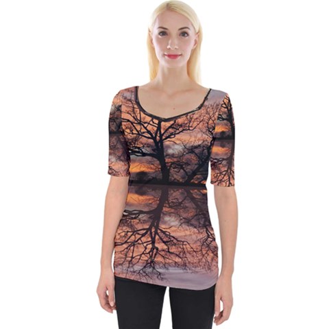 Aurora Sunset Sun Landscape Wide Neckline Tee by Sudhe
