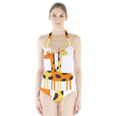 Giraffe Africa Safari Wildlife Halter Swimsuit by Sudhe