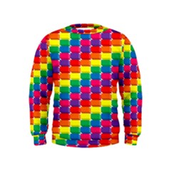 Rainbow 3d Cubes Red Orange Kids  Sweatshirt by Sudhe