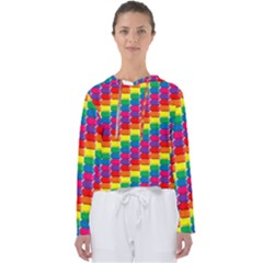 Rainbow 3d Cubes Red Orange Women s Slouchy Sweat by Sudhe