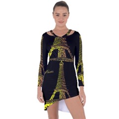 The Eiffel Tower Paris Asymmetric Cut-out Shift Dress