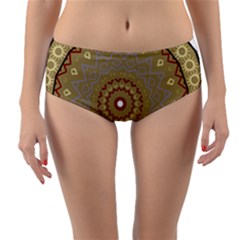 Mandala Art Ornament Pattern Reversible Mid-waist Bikini Bottoms