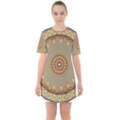 Mandala Art Ornament Pattern Sixties Short Sleeve Mini Dress