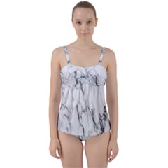 Marble Granite Pattern And Texture Twist Front Tankini Set