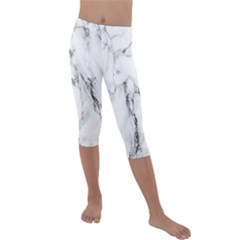 Marble Granite Pattern And Texture Kids  Lightweight Velour Capri Leggings  by Sudhe