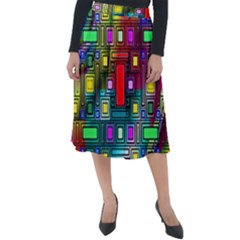 Art Rectangles Abstract Modern Art Classic Velour Midi Skirt 