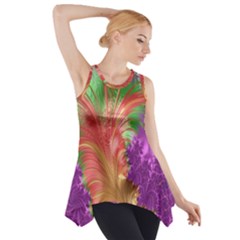 Fractal Purple Green Orange Yellow Side Drop Tank Tunic by Sudhe