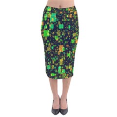 Squares And Rectangles Background Velvet Midi Pencil Skirt