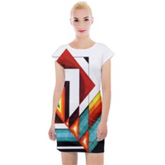 Diamond Acrylic Paint Pattern Cap Sleeve Bodycon Dress