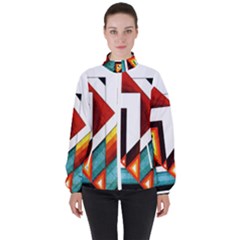 Diamond Acrylic Paint Pattern High Neck Windbreaker (women)