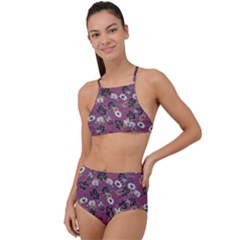 Beautiful Floral Pattern Background High Waist Tankini Set