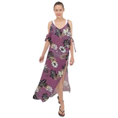 Beautiful Floral Pattern Background Maxi Chiffon Cover Up Dress