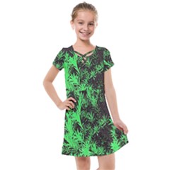 Green Etched Background Kids  Cross Web Dress