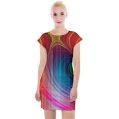 Background Color Colorful Rings Cap Sleeve Bodycon Dress