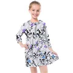 Floral Pattern Background Kids  Quarter Sleeve Shirt Dress