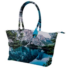 Daylight Forest Glossy Lake Canvas Shoulder Bag by Sudhe