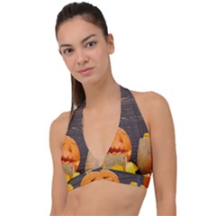 Old Crumpled Pumpkin Halter Plunge Bikini Top