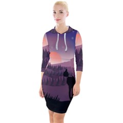 Dusk Sunset Dawn Sky Evening Quarter Sleeve Hood Bodycon Dress