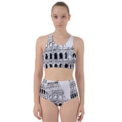 Line Art Architecture Racer Back Bikini Set by Sudhe