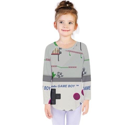 Game Boy White Kids  Long Sleeve Tee by Sudhe