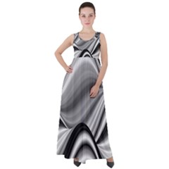 Waves Black And White Modern Empire Waist Velour Maxi Dress