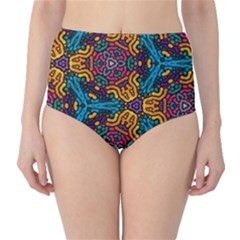 Grubby Colors Kaleidoscope Pattern Classic High-waist Bikini Bottoms by Pakrebo