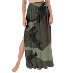 Camo Dark Green Maxi Chiffon Tie-up Sarong by retrotoomoderndesigns