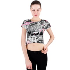 Feminism Collage  Crew Neck Crop Top by Valentinaart