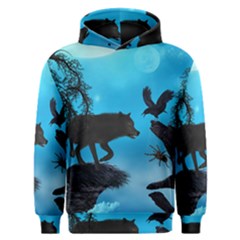 Awesome Black Wolf With Crow And Spider Men s Overhead Hoodie by FantasyWorld7