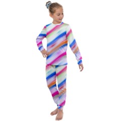 Vivid Colorful Wavy Abstract Print Kids  Long Sleeve Set  by dflcprintsclothing