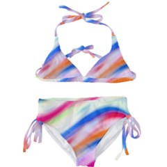 Vivid Colorful Wavy Abstract Print Kids  Classic Bikini Set by dflcprintsclothing