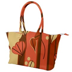 Amber Yellow Stripes Leaves Floral Canvas Shoulder Bag by Mariart