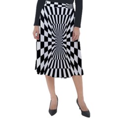 Optical Illusion Chessboard Tunnel Classic Velour Midi Skirt 