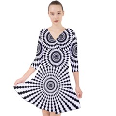 Starburst Sunburst Hypnotic Quarter Sleeve Front Wrap Dress by Pakrebo