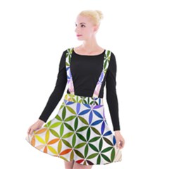 Mandala Rainbow Colorful Reiki Suspender Skater Skirt by Pakrebo